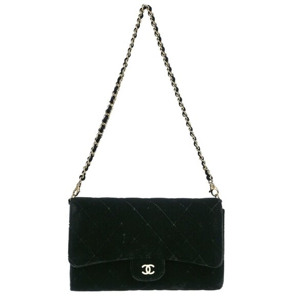 Chanel Black Velvet Chain Handbag 165478 - Picture 1 of 7